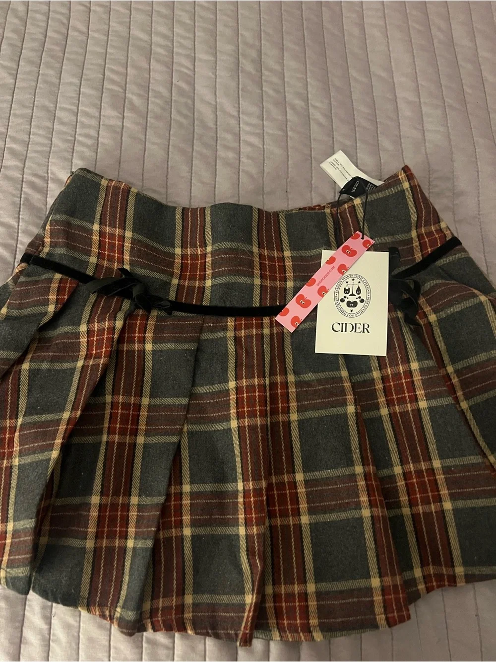 Cider Pleated Plaid Mini Skirt - Size Small